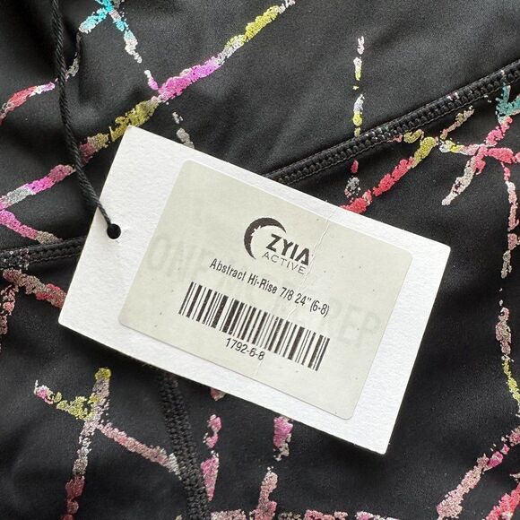 𝅺nwt Abstract HI-Rise 7/8 (24") Black with Multicolor - Size 6-8 - Picture 4 of 5